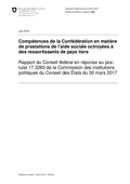 SEM (2019). Compétences de la Confédération en matière de prestations de l’aide sociale octroyées à des ressortissants de pays tiers