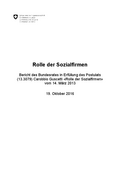 Bundesrats (2016): Die Rolle der Sozialfirmen