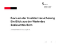 IV-Revision Praxisperspektive Sozialamt Bern